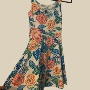 Tropical pattern mini flare out dress